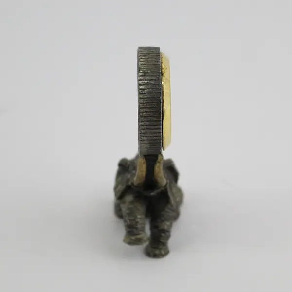 1994 SPI Vintage Brass And Pewter Elephant Desk Clock