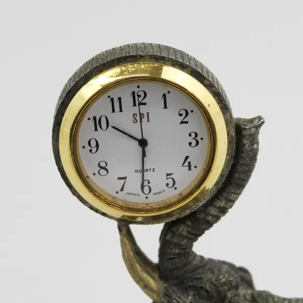 1994 SPI Vintage Brass And Pewter Elephant Desk Clock