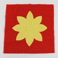 Vintage Handmade Flower Quilt Block 16" x 16" Yellow and Orange