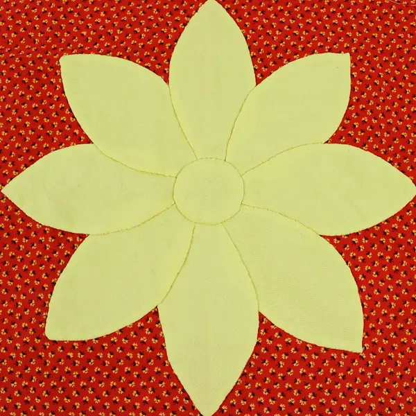 Vintage Handmade Flower Quilt Block 16" x 16" Yellow and Orange