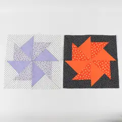 Lot of 2 Handmade Polka Dot Pinwheel Quilt Blocks 11" x 11"