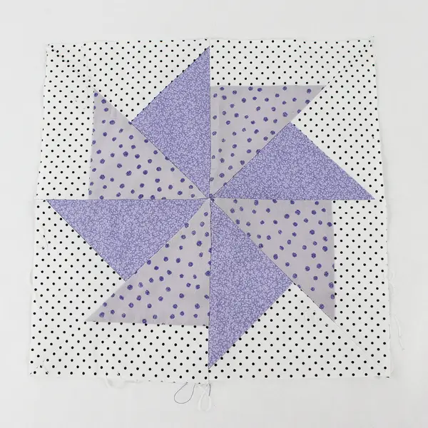 Lot of 2 Handmade Polka Dot Pinwheel Quilt Blocks 11" x 11"