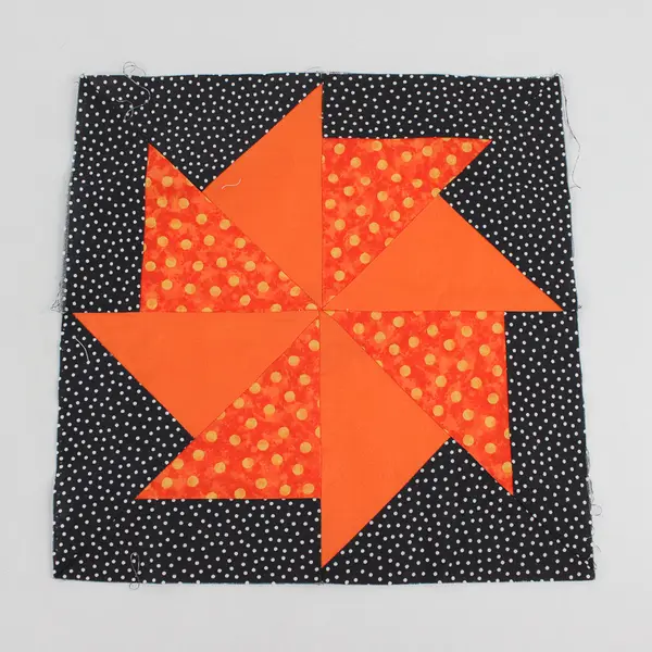 Lot of 2 Handmade Polka Dot Pinwheel Quilt Blocks 11" x 11"