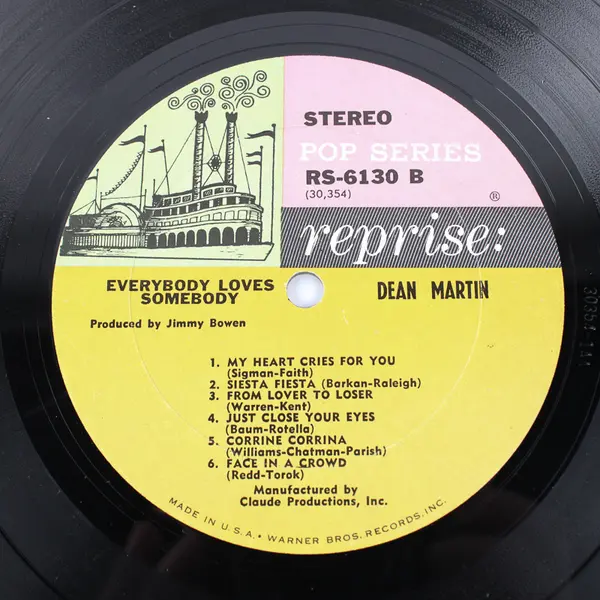 Dean Martin Everybody Loves Somebody The Hit Version LP Reprise Records RS-6130