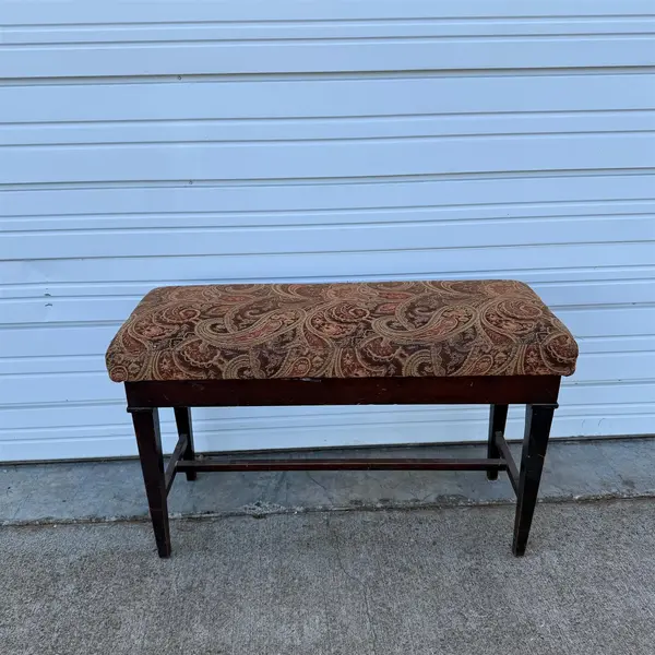 Vintage Paisley Upholstered Lift Top Storage Piano Bench - Local Pickup Only