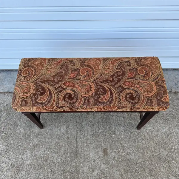 Vintage Paisley Upholstered Lift Top Storage Piano Bench - Local Pickup Only