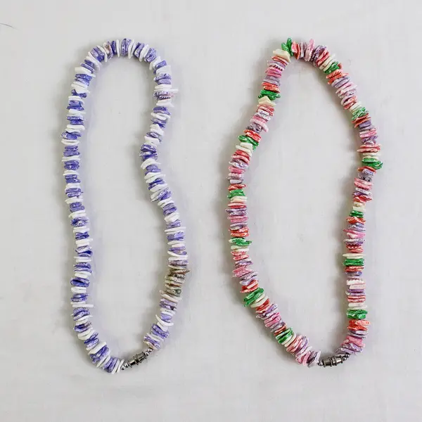 Lot of 2 Colorful Dyed Shell Chip Beaded Necklaces 16"