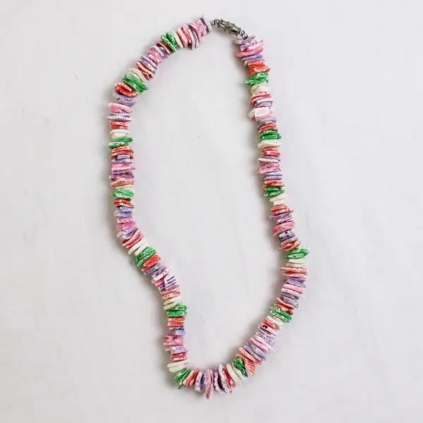 Lot of 2 Colorful Dyed Shell Chip Beaded Necklaces 16"
