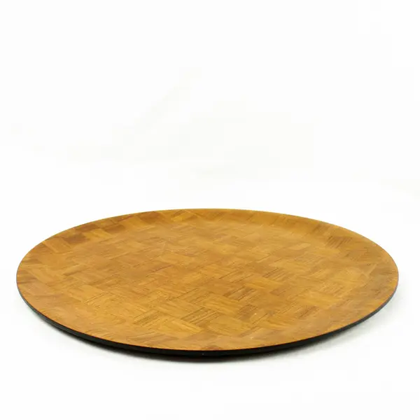 Vintage Large Pressed Wood Checkerboard Serving Tray 19"