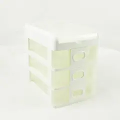 Gracious Living 3-Drawer Desktop Countertop Storage Organizer White w/ Lid