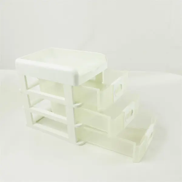 Gracious Living 3-Drawer Desktop Countertop Storage Organizer White w/ Lid