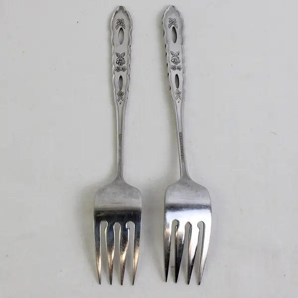 Lot of 2 Oneida Silver Proposal Pattern 1982 Stainless Salad Forks 6.75" Good