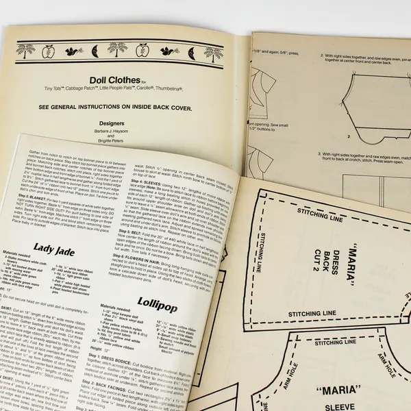 Lot 3 Vntg. Craft Magazines Dolls, Doll Clothes (Uncut Patterns), People Pals