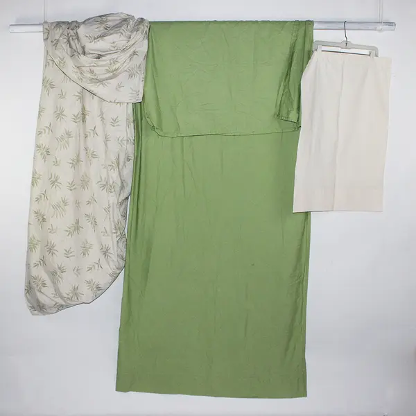 Lot Of 3 Mainstays Macha Green/Cream Full Bed Set (Fitted, Flat, Pillowcase)