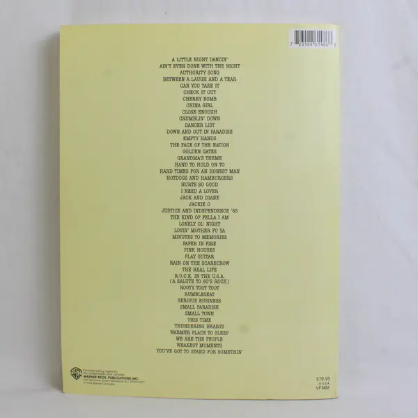 John Cougar Mellencamp Music Songbook 1988 SC Warner Bros. VF1486