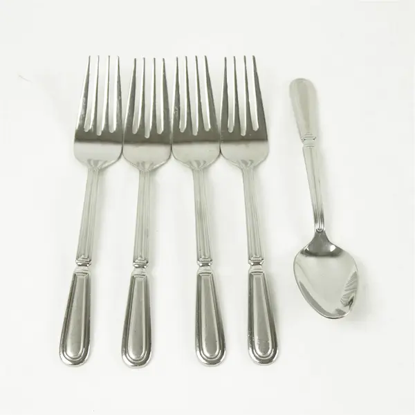 Lot of 5  Oneida Pallatian Stainless 4 Salad Forks & A Teaspoon