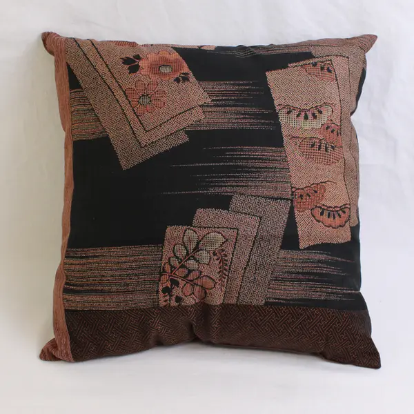 Unbranded Black/Brown Floral Small Square Throw Pillow 13.5" x 13.5"