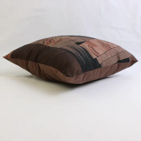 Unbranded Black/Brown Floral Small Square Throw Pillow 13.5" x 13.5"