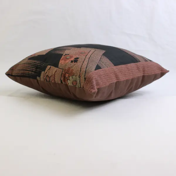 Unbranded Black/Brown Floral Small Square Throw Pillow 13.5" x 13.5"