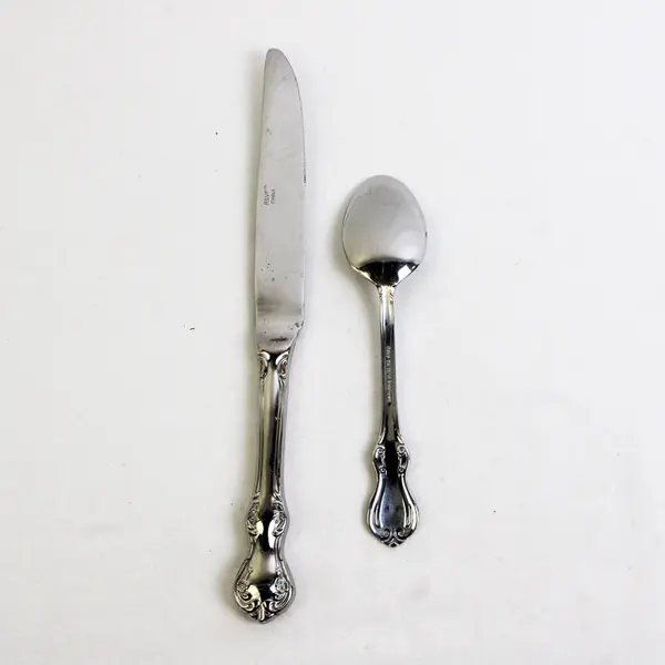 Lot of 2 RSVP Bradberry Pattern  SS Teaspoon & Dinner Knife 