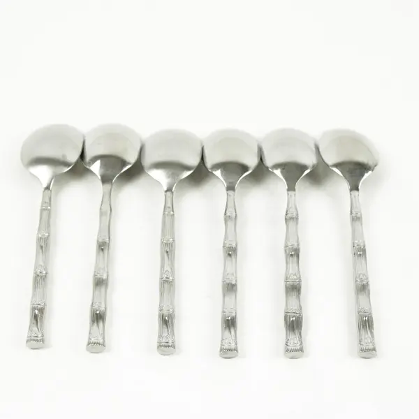 Set of 6 Hampton Silversmiths Cathay Mirror Place/Oval Soup Spoons