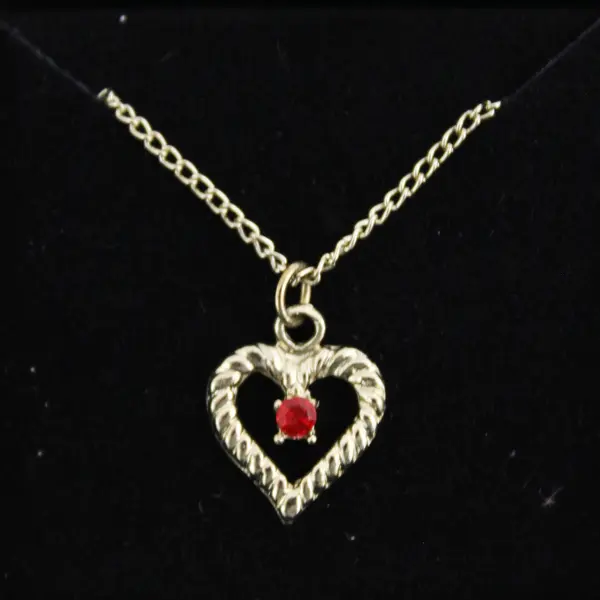 Carrington Jewelers Classic Gold Toned Heart Pendant w/Simulated Ruby 18" Chain 