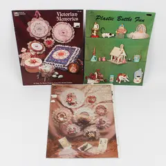 Lot 3 Vtg. Pattern Books: Plastic Bottle Fun, Victorian Memories & Doily Wreaths