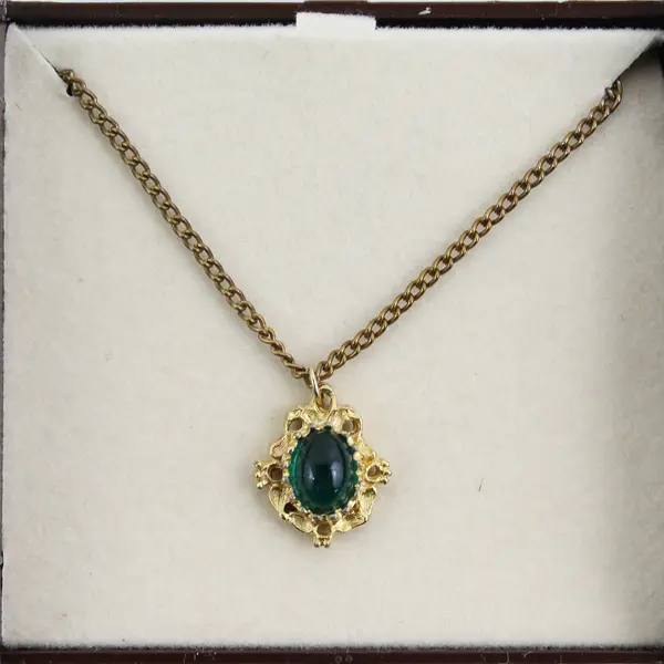 Ronte Of Hollywood Simulated Emerald Filigree Necklace 18"