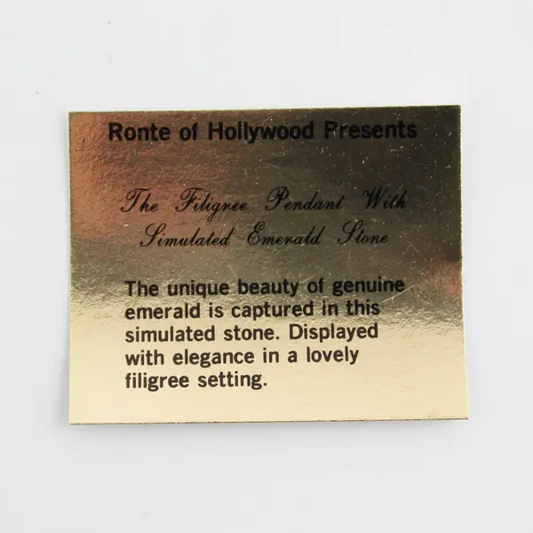 Ronte Of Hollywood Simulated Emerald Filigree Necklace 18"