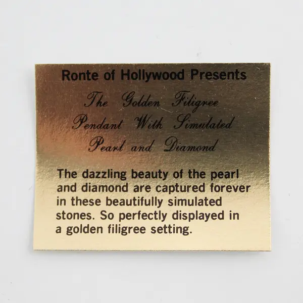 Ronte Of Hollywood Simulated Pearl And Diamond Filigree Pendant Necklace 