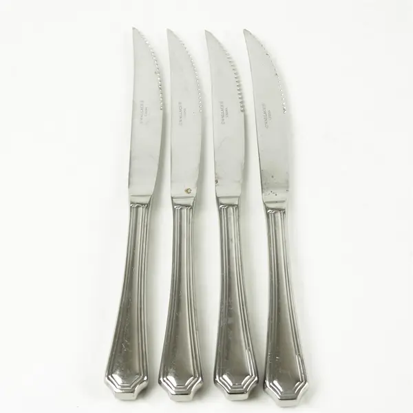 Set of 4 Wallace Casino Stainless Individual Steak Knives Hollow Handle