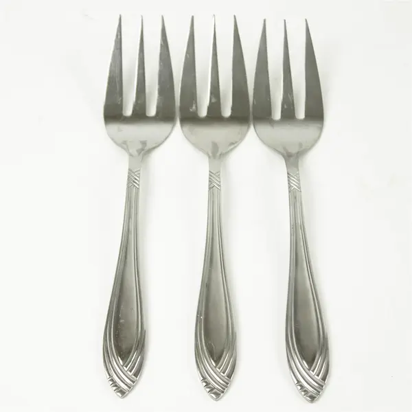Set of 3 Oneida Windward Stainless Small Solid Cold Meat Serving Forks