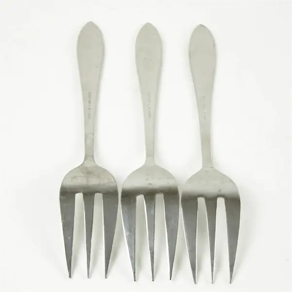 Set of 3 Oneida Windward Stainless Small Solid Cold Meat Serving Forks