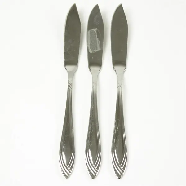 Set of 3 Oneida Windward Stainless Flat Handle Master Butter Knives