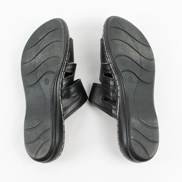 Natural Reflections Black/Beige Cami ll Wedge Sandals Silver Hardware Women's 8