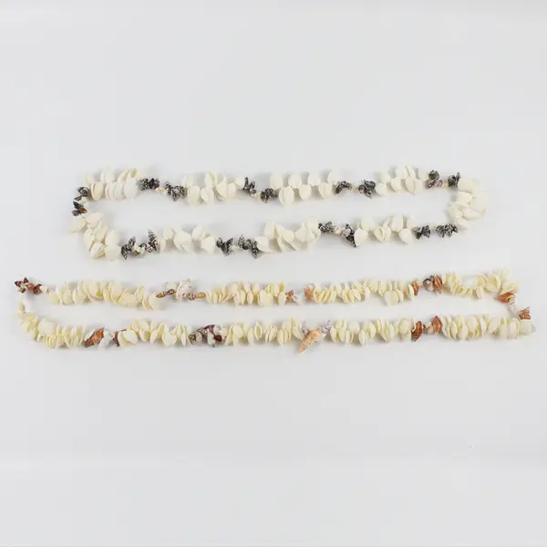 Lot of 2 Sea Snail and White Clam Shell Beaded String Necklaces 20" & 22"