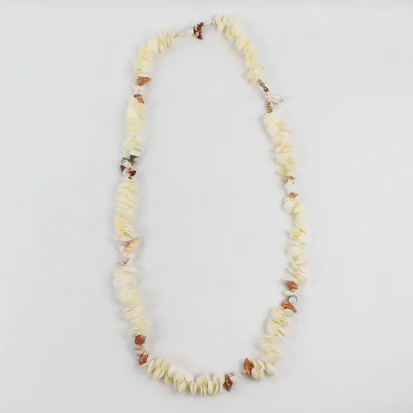 Lot of 2 Sea Snail and White Clam Shell Beaded String Necklaces 20" & 22"