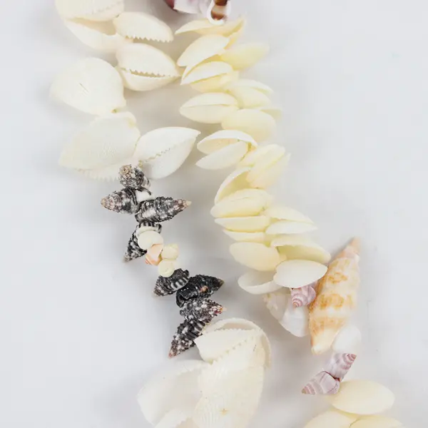 Lot of 2 Sea Snail and White Clam Shell Beaded String Necklaces 20" & 22"