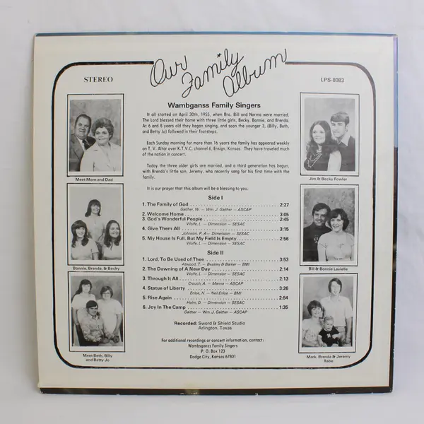 Wambsganss Family Singers "Lord to be Used of Thee" 12" Vinyl Record