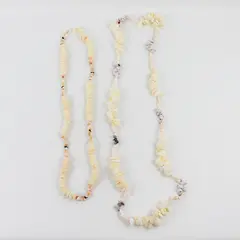 Lot of 2 Sea Snail and White Clam Shell Beaded String Necklaces 17" & 24"