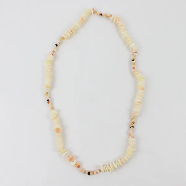 Lot of 2 Sea Snail and White Clam Shell Beaded String Necklaces 17" & 24"