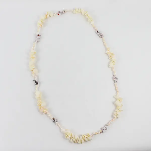 Lot of 2 Sea Snail and White Clam Shell Beaded String Necklaces 17" & 24"