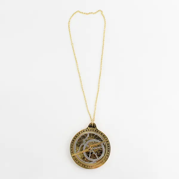 4-Inch Gold-Plated Norman Greene Astrolabe with Booklets and Drawstring bag