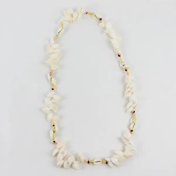 Lot of 3 Sea Snail Cowry and White Clam Shell Beaded String Necklaces 19" 21"