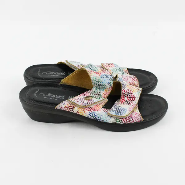 Flexus By Spring Step Kina Multicolor Leather Wedge Slip On Sandal Women's 39