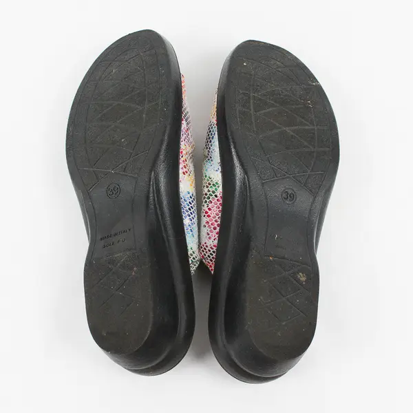 Flexus By Spring Step Kina Multicolor Leather Wedge Slip On Sandal Women's 39