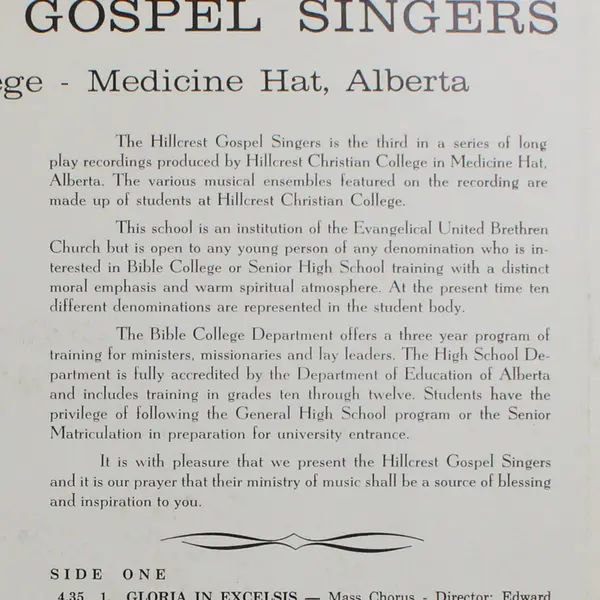 The Hillcrest Gospel Singers 12" Vinyl Record