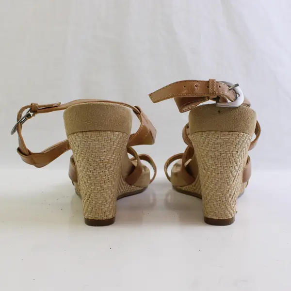 Aerosoles Beige Strappy Slingback Wedge 4" Heel Sandal Women's 10W