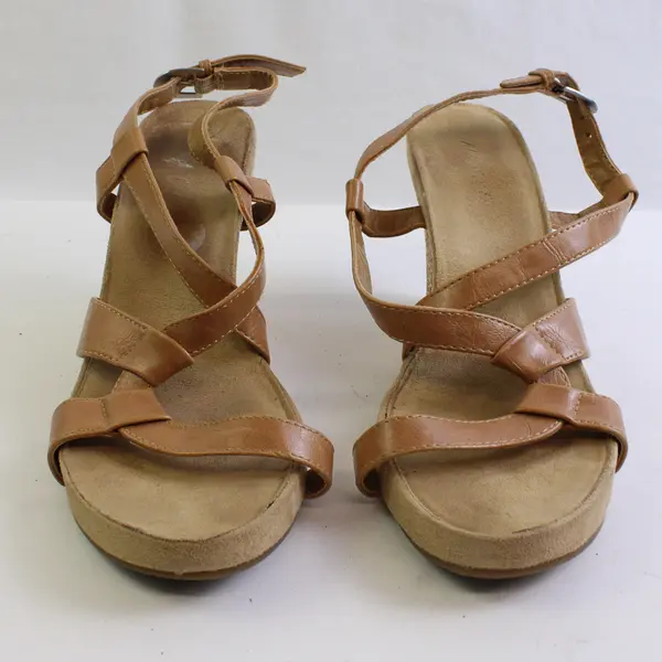 Aerosoles Beige Strappy Slingback Wedge 4" Heel Sandal Women's 10W