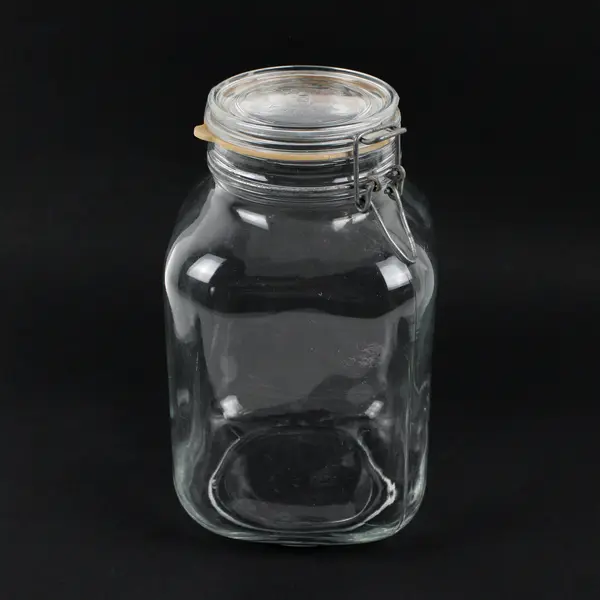 Vintage Vetri di Fidenza Clear Glass Jar Canister with Wire Bail 9.5"